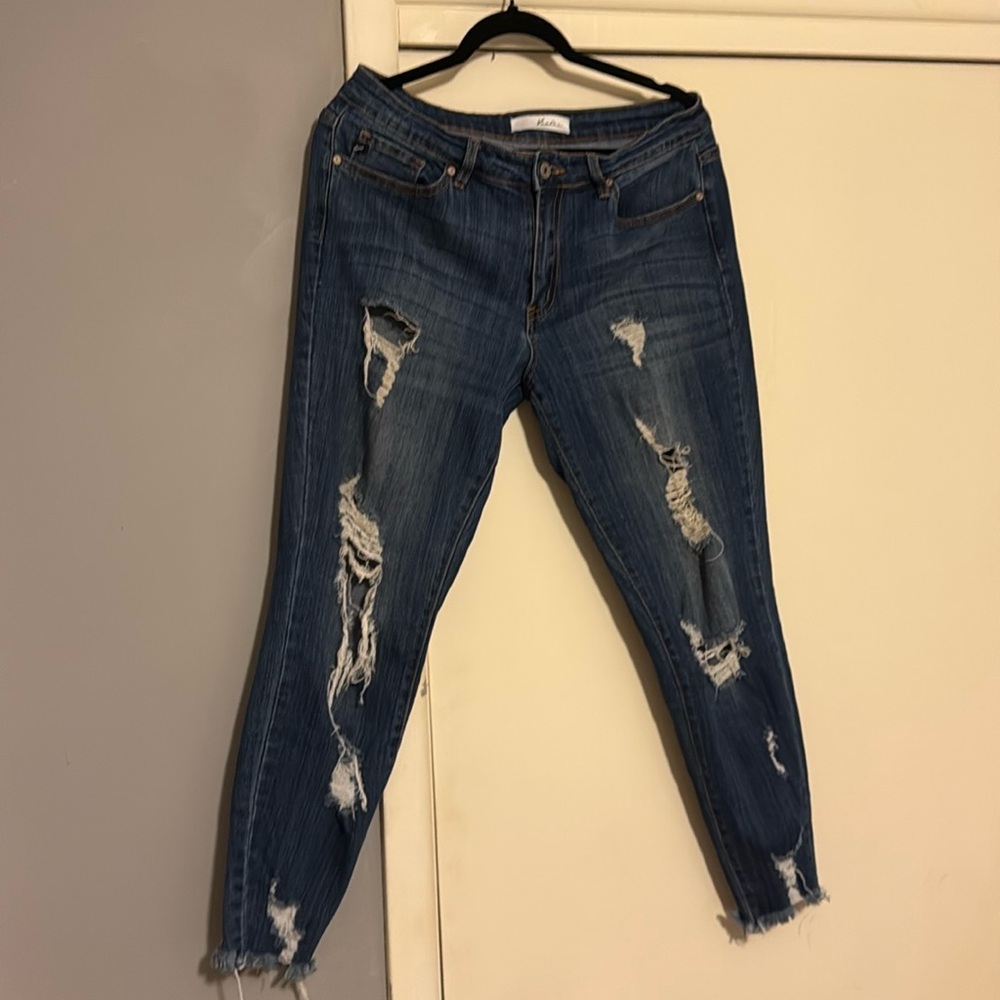 Distressed shred jeans